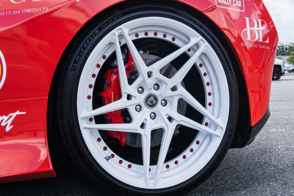 A sports car’s tire.