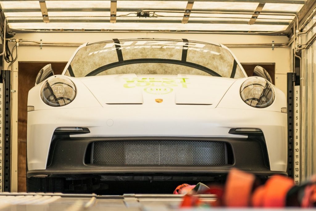 Car loaded for shipping.