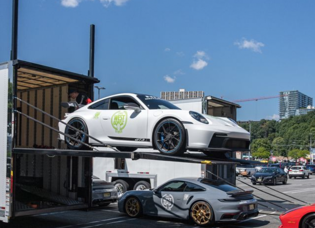 A Porsche being shipped to NYC.