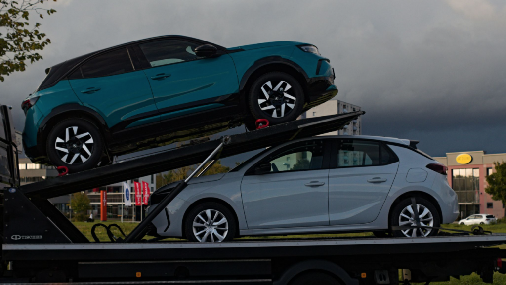 Cars being ready to be delivered to New York.