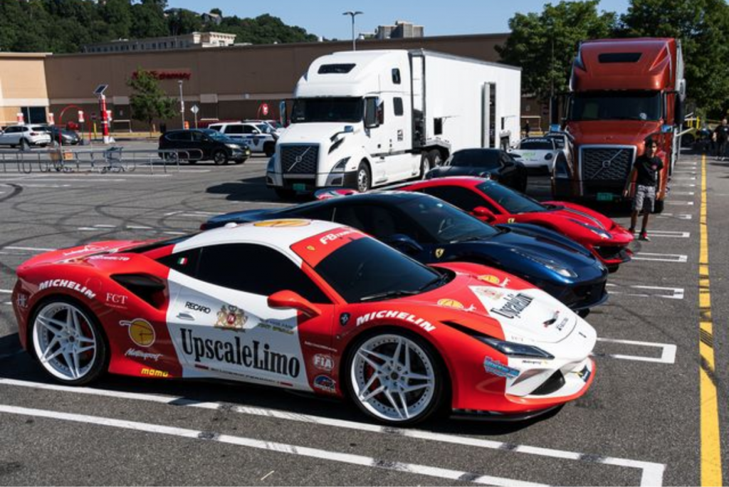 Luxury cars in California ready for transport.
