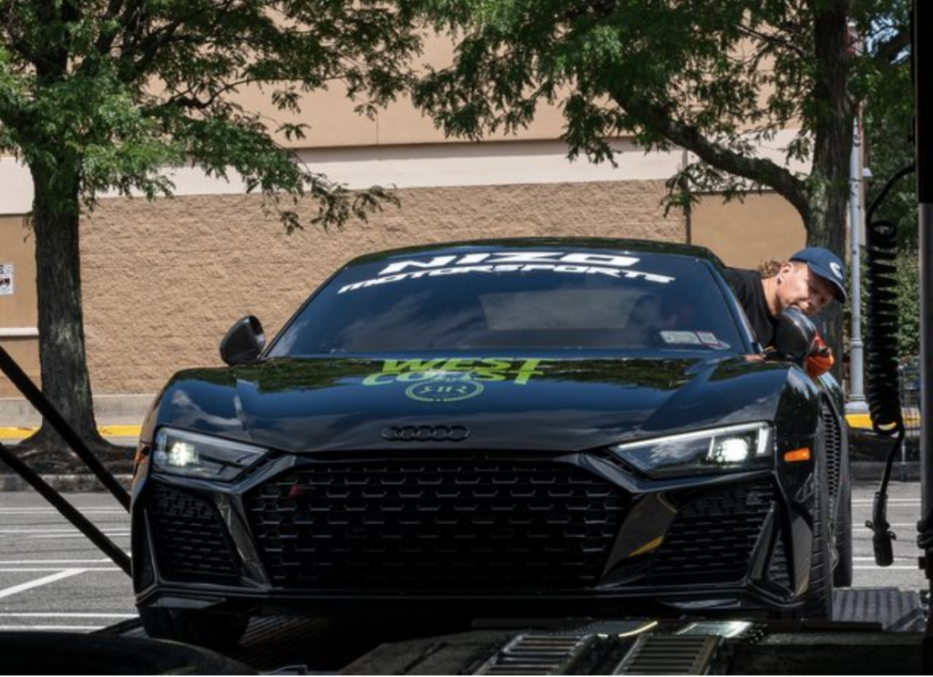 A car being prepared for shipment in Arizona.