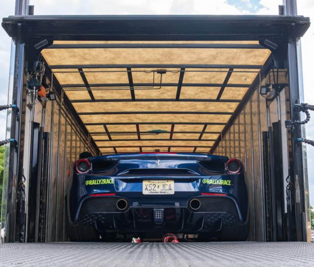 A luxury vehicle being ready for transport in Illinois. A luxury vehicle being ready for transport in Illinois.