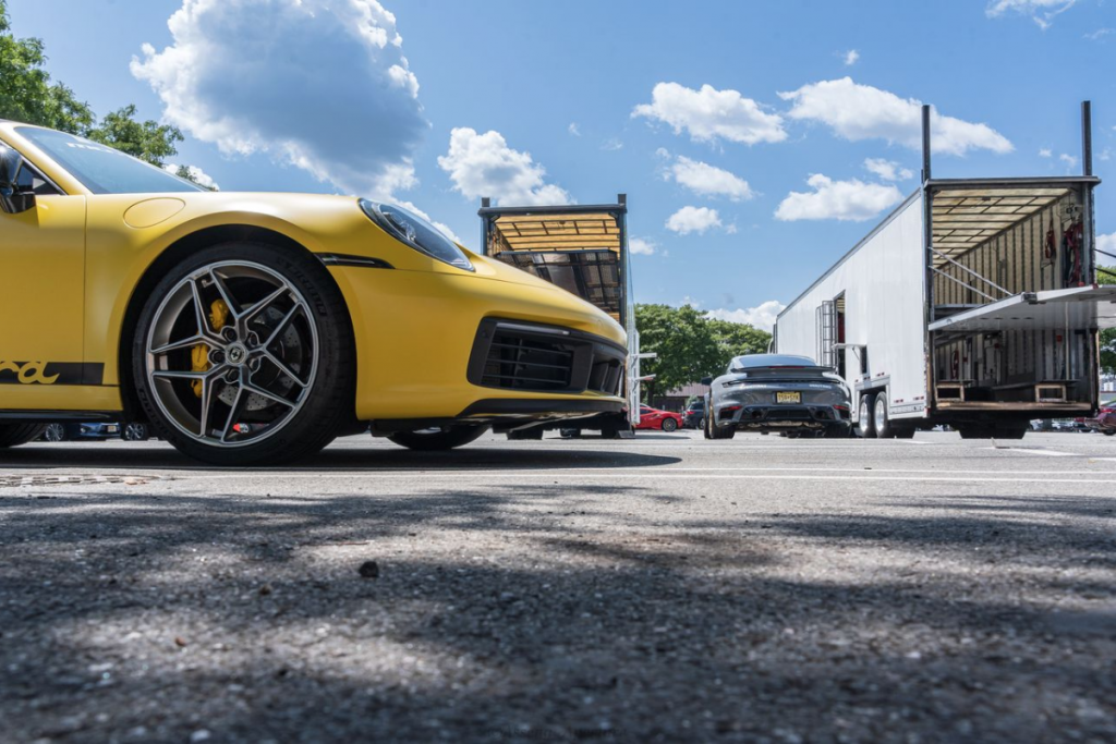 Cars getting ready to be shipped across Illinois.