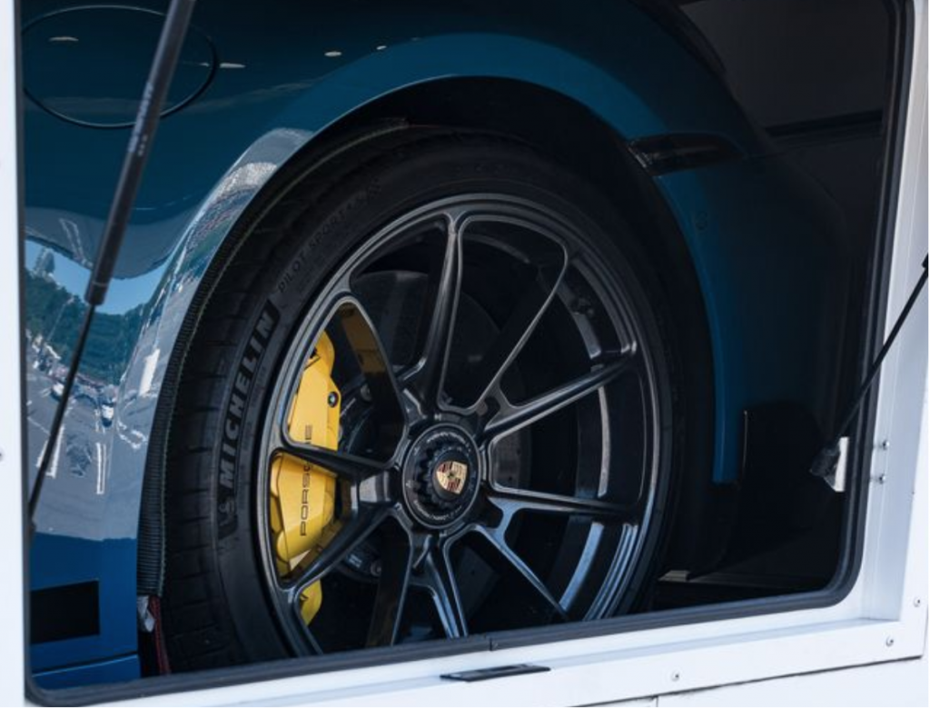 A tire of an expensive Porsche.