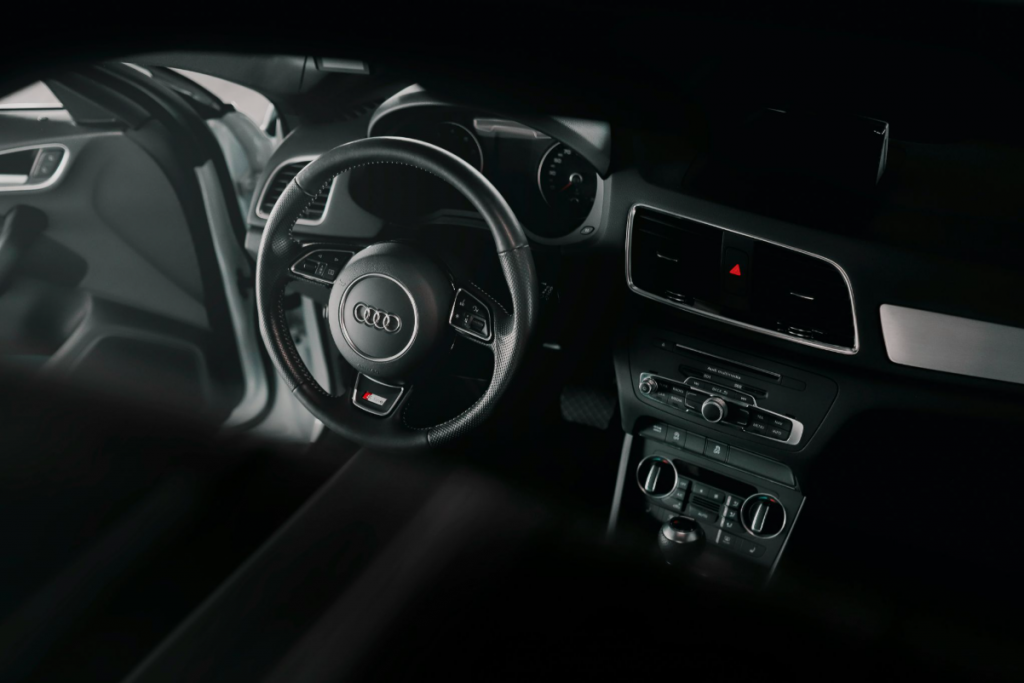 A car interior without any personal belongings during shipping.