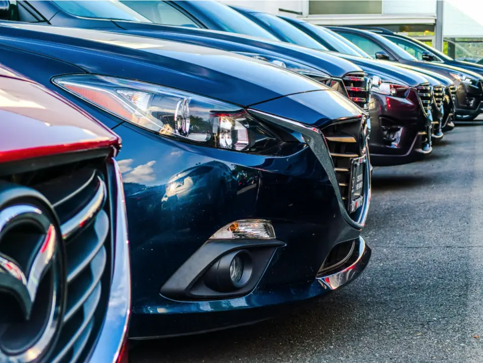 A row of parked cars.